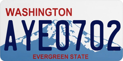 WA license plate AYE0702