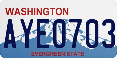 WA license plate AYE0703