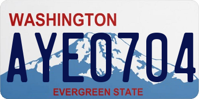 WA license plate AYE0704