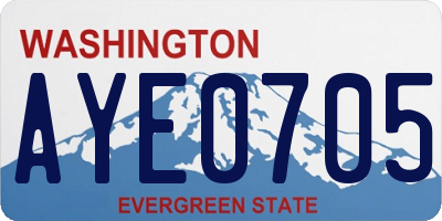 WA license plate AYE0705