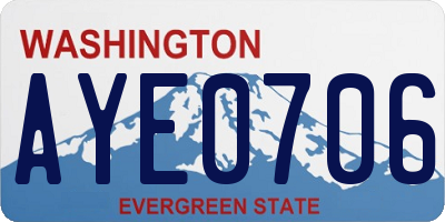 WA license plate AYE0706