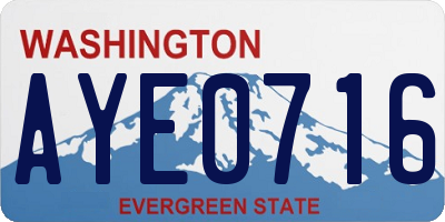WA license plate AYE0716