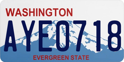 WA license plate AYE0718