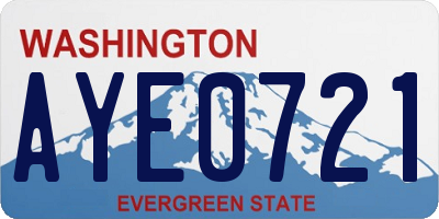 WA license plate AYE0721