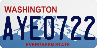 WA license plate AYE0722