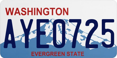 WA license plate AYE0725