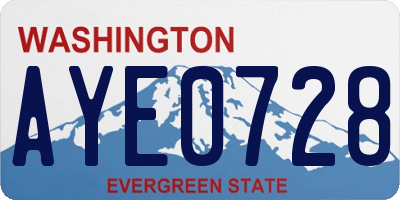 WA license plate AYE0728
