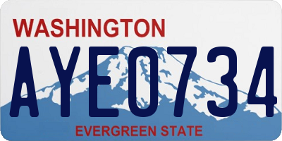 WA license plate AYE0734
