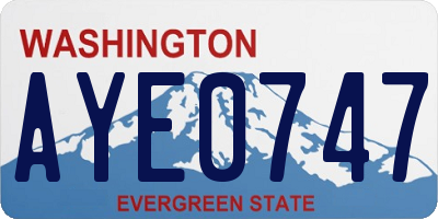 WA license plate AYE0747