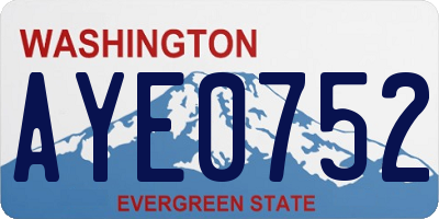 WA license plate AYE0752