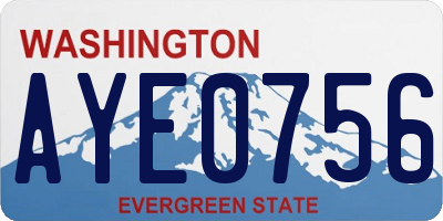 WA license plate AYE0756