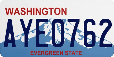 WA license plate AYE0762