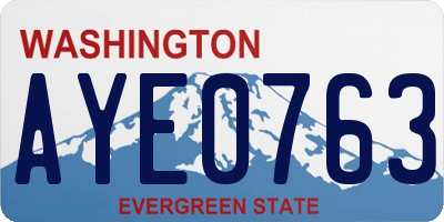 WA license plate AYE0763