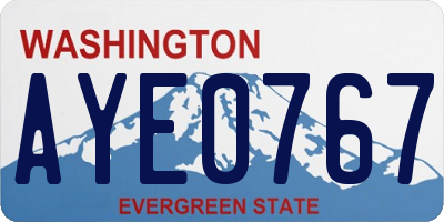 WA license plate AYE0767