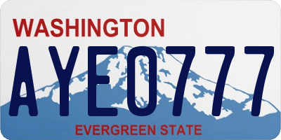 WA license plate AYE0777