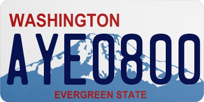 WA license plate AYE0800