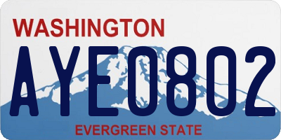 WA license plate AYE0802