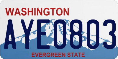 WA license plate AYE0803