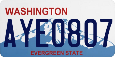 WA license plate AYE0807