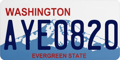 WA license plate AYE0820
