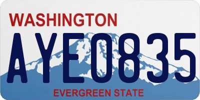 WA license plate AYE0835