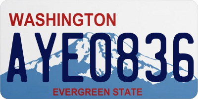 WA license plate AYE0836