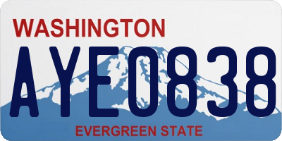 WA license plate AYE0838
