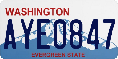 WA license plate AYE0847