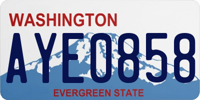 WA license plate AYE0858