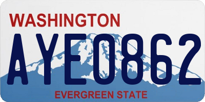 WA license plate AYE0862