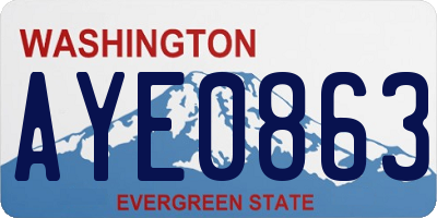 WA license plate AYE0863