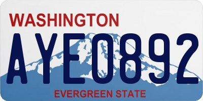 WA license plate AYE0892