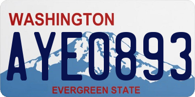 WA license plate AYE0893