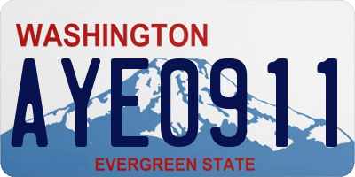 WA license plate AYE0911