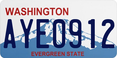 WA license plate AYE0912