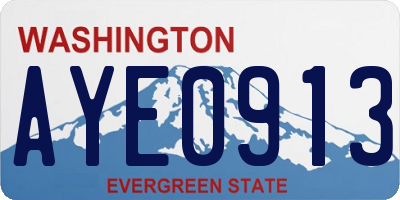 WA license plate AYE0913