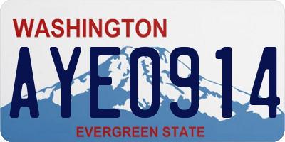 WA license plate AYE0914