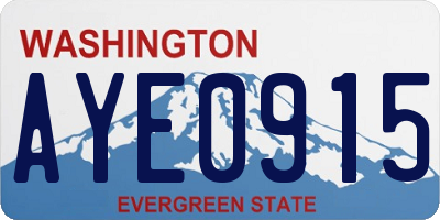 WA license plate AYE0915