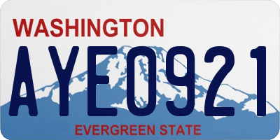 WA license plate AYE0921