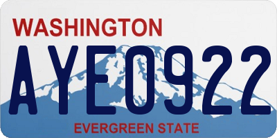 WA license plate AYE0922