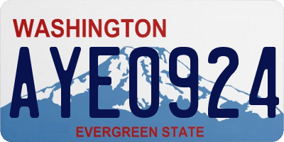 WA license plate AYE0924