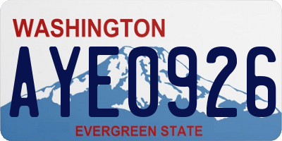 WA license plate AYE0926