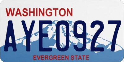 WA license plate AYE0927