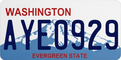 WA license plate AYE0929