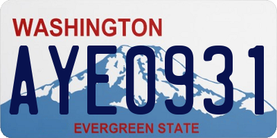 WA license plate AYE0931