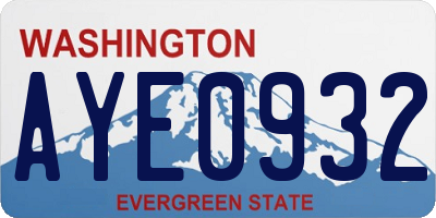 WA license plate AYE0932