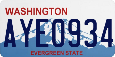 WA license plate AYE0934