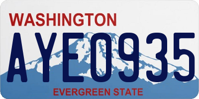 WA license plate AYE0935
