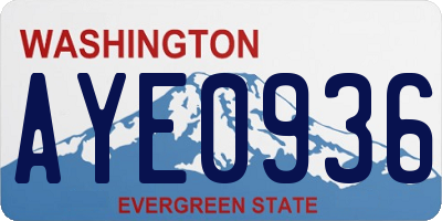 WA license plate AYE0936