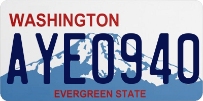 WA license plate AYE0940